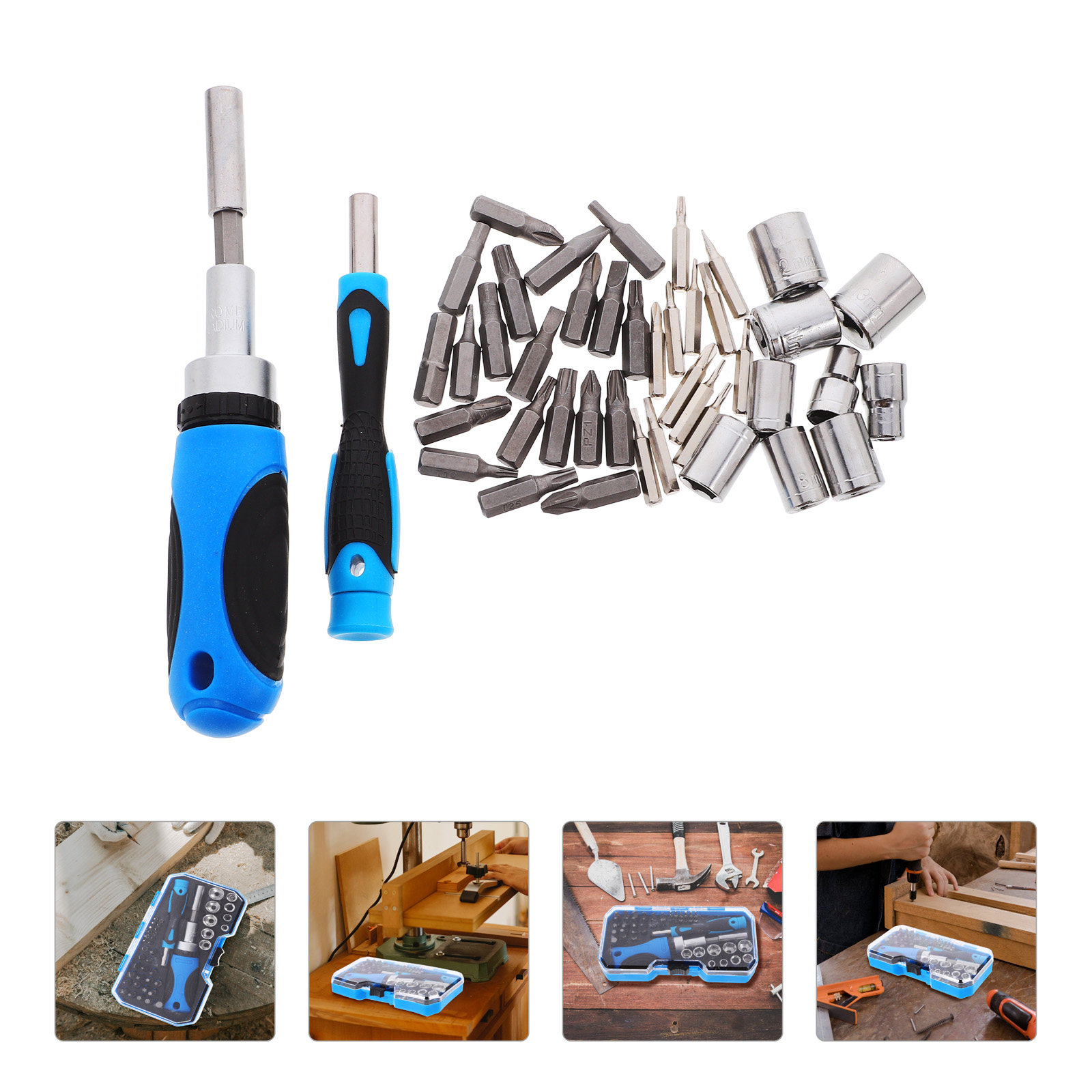 Electronics Repair Garage - 44個入り ラチェットドライバービットセット 多機能ソケットキット ラチェットハンドル付き 家庭用 自転車用