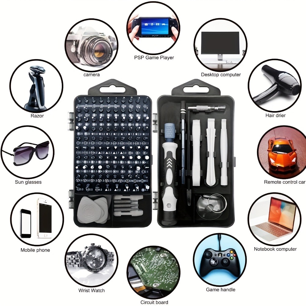 Electronics Repair Game - 115-in-1精密ドライバーセット磁気マイクロドリルビット電子修理ハンドツールキットiPhone PC MacゲームコンソールDIY用