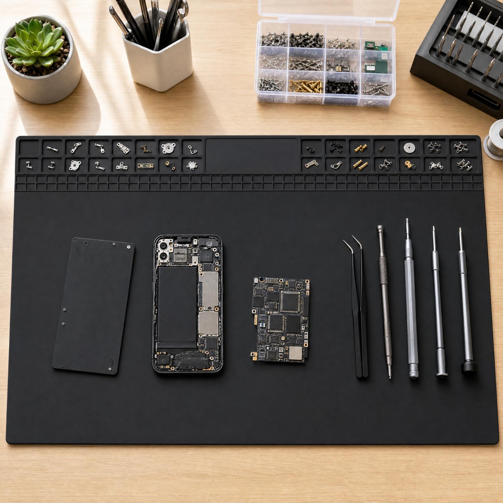 柔軟なシリコン製のはんだ付けマット。スマートフォン修理用の作 - Heat Mat Silicone のレビューと価格